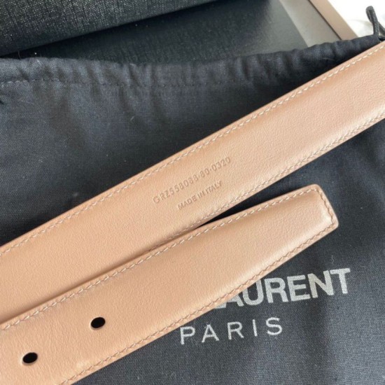Replica YSL Saint Laurent Cassandre Square Buckle Belt 30MM Beige Fake