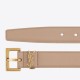 Replica YSL Saint Laurent Cassandre Square Buckle Belt 30MM Beige Fake
