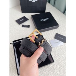 Replica YSL Saint Laurent Cassandre Square Buckle Belt 30MM Black Fake