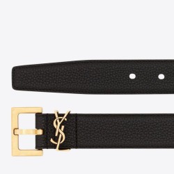 Replica YSL Saint Laurent Cassandre Square Buckle Belt 30MM Black Fake