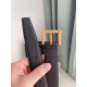 Replica YSL Saint Laurent Cassandre Square Buckle Belt 30MM Black Fake