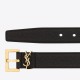 Replica YSL Saint Laurent Cassandre Square Buckle Belt 30MM Black Fake