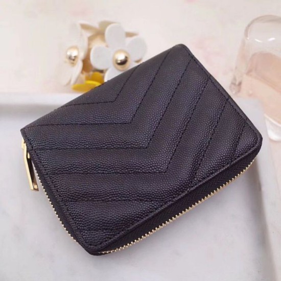 Replica YSL Saint Laurent Compact Zip Around Wallet Black Fake