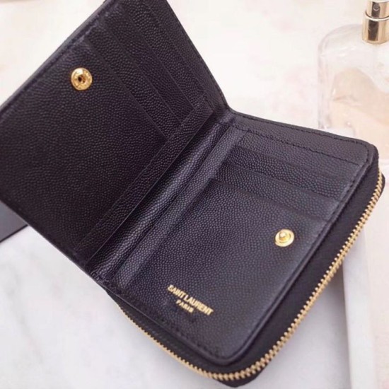 Replica YSL Saint Laurent Compact Zip Around Wallet Black Fake