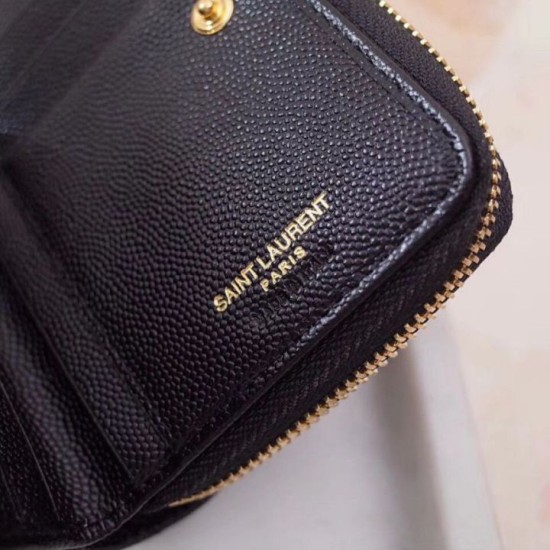 Replica YSL Saint Laurent Compact Zip Around Wallet Black Fake