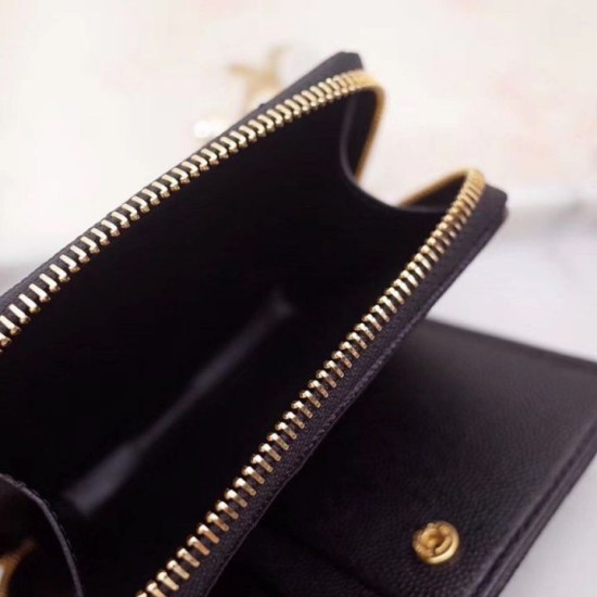 Replica YSL Saint Laurent Compact Zip Around Wallet Black Fake