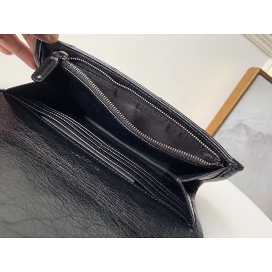 Replica YSL Saint Laurent Niki Large Wallet Crinkled Vintage Black Fake