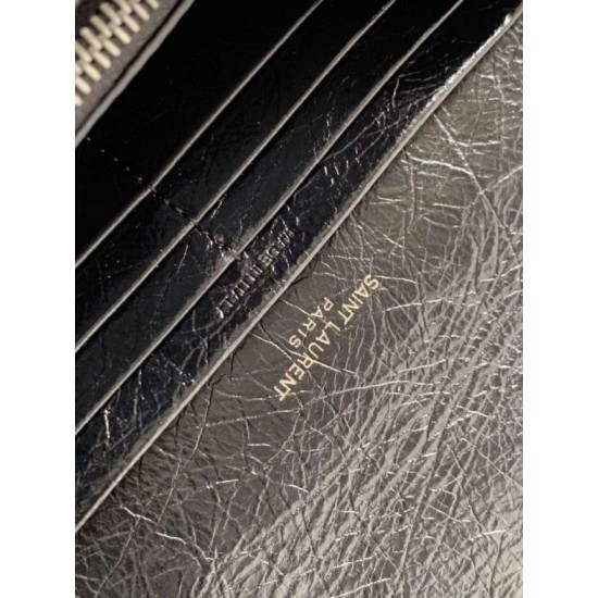 Replica YSL Saint Laurent Niki Large Wallet Crinkled Vintage Black Fake