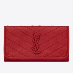 Replica YSL Saint Laurent Niki Large Wallet Crinkled Vintage Red Fake