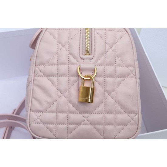 Replica Dior Groove 25 Bag in Biscuit Macrocannage Pink