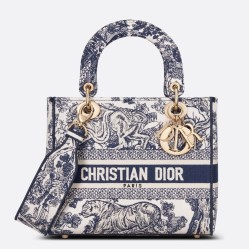 Replica Dior Medium Lady D-Lite Bag Toile de Jouy Embroidery Blue