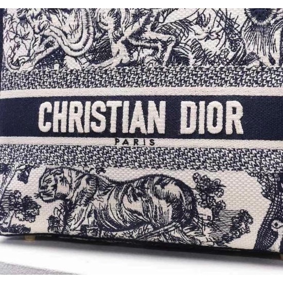 Replica Dior Medium Lady D-Lite Bag Toile de Jouy Embroidery Blue