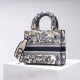 Replica Dior Medium Lady D-Lite Bag Toile de Jouy Embroidery Blue