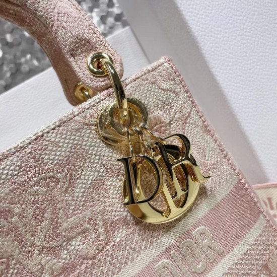 Replica Dior Medium Lady D-Lite Bag Toile de Jouy Embroidery Pink