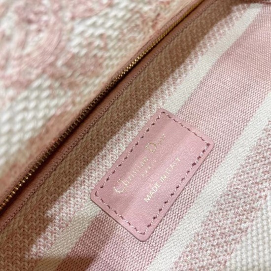 Replica Dior Medium Lady D-Lite Bag Toile de Jouy Embroidery Pink