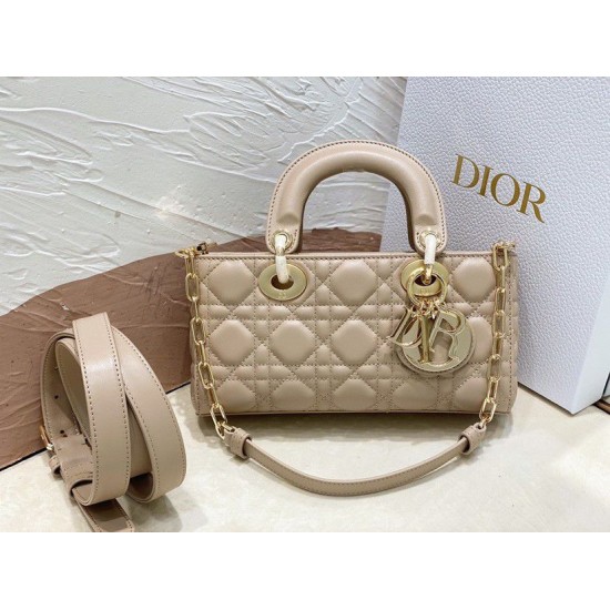 Replica Dior Small Lady D-Joy Dior Bag Cannage Apricot