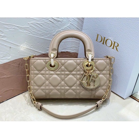 Replica Dior Small Lady D-Joy Dior Bag Cannage Apricot