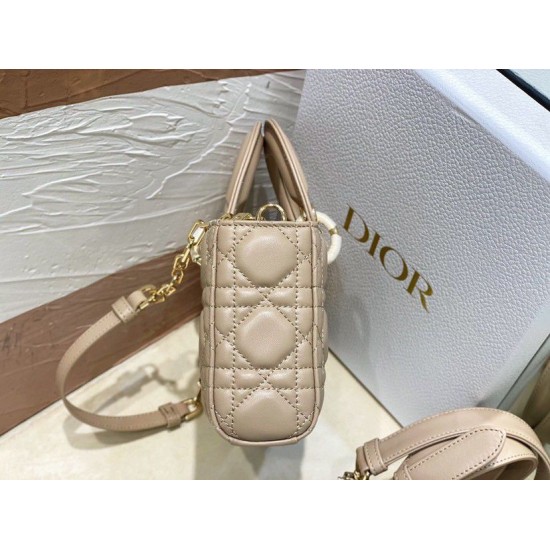 Replica Dior Small Lady D-Joy Dior Bag Cannage Apricot