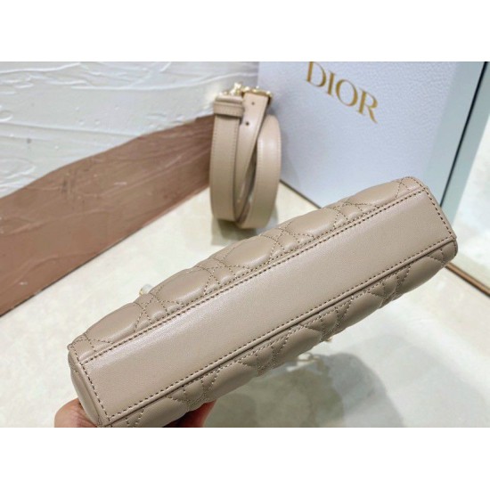 Replica Dior Small Lady D-Joy Dior Bag Cannage Apricot