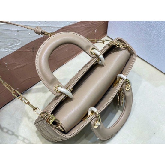 Replica Dior Small Lady D-Joy Dior Bag Cannage Apricot