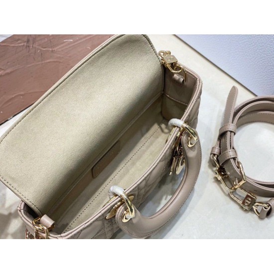 Replica Dior Small Lady D-Joy Dior Bag Cannage Apricot
