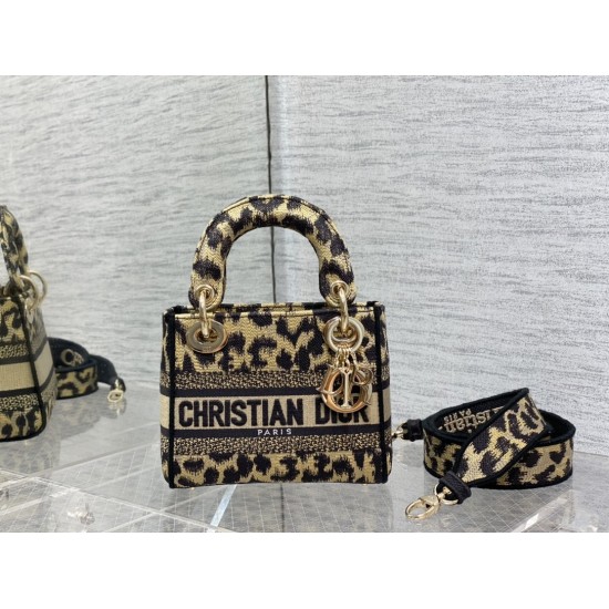 Replica Dior Mini Lady D-Lite Bag Multicolor Mizza Embroidery Beige