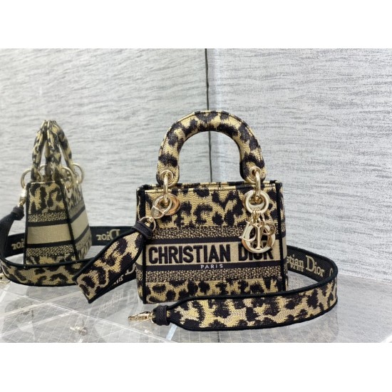 Replica Dior Mini Lady D-Lite Bag Multicolor Mizza Embroidery Beige