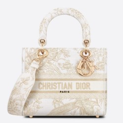 Replica Dior Medium Lady D-Lite Bag Jardin d'Hiver Embroidery Gold