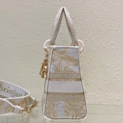 Replica Dior Medium Lady D-Lite Bag Jardin d'Hiver Embroidery Gold