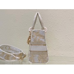 Replica Dior Medium Lady D-Lite Bag Jardin d'Hiver Embroidery Gold
