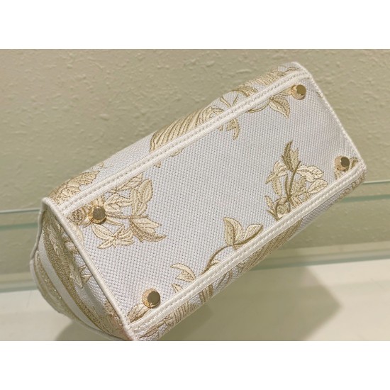 Replica Dior Medium Lady D-Lite Bag Jardin d'Hiver Embroidery Gold