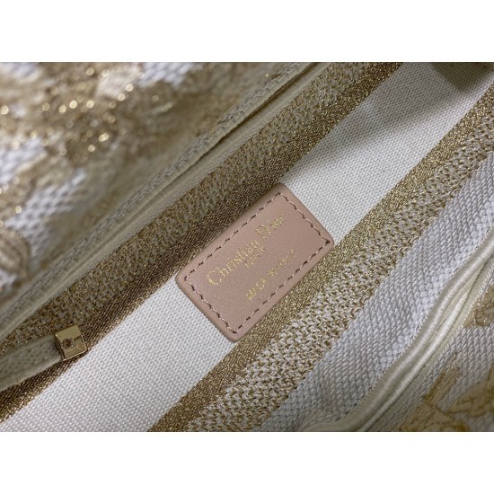 Replica Dior Medium Lady D-Lite Bag Jardin d'Hiver Embroidery Gold