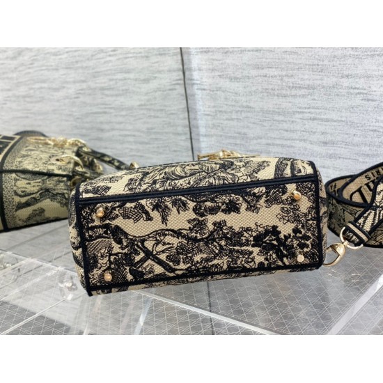 Replica Dior Medium Lady D-Lite Bag Toile de Jouy Embroidery Brown