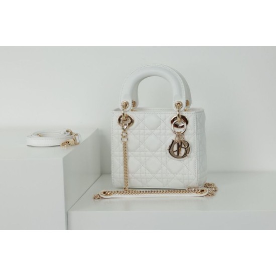 Dior Mini Lady Dior Bag Cannage White
