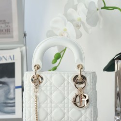 Dior Mini Lady Dior Bag Cannage White