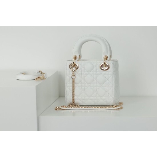 Dior Mini Lady Dior Bag Cannage White