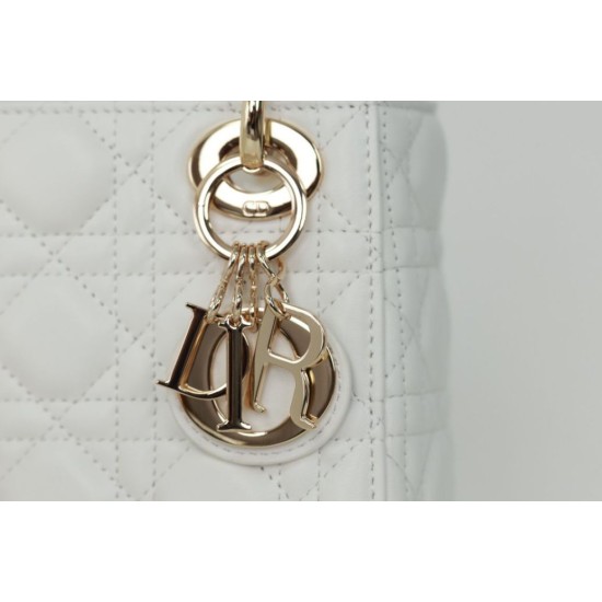 Dior Mini Lady Dior Bag Cannage White