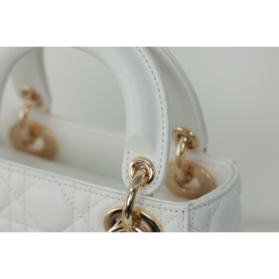 Dior Mini Lady Dior Bag Cannage White
