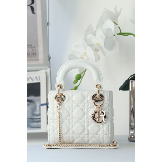 Dior Mini Lady Dior Bag Cannage White
