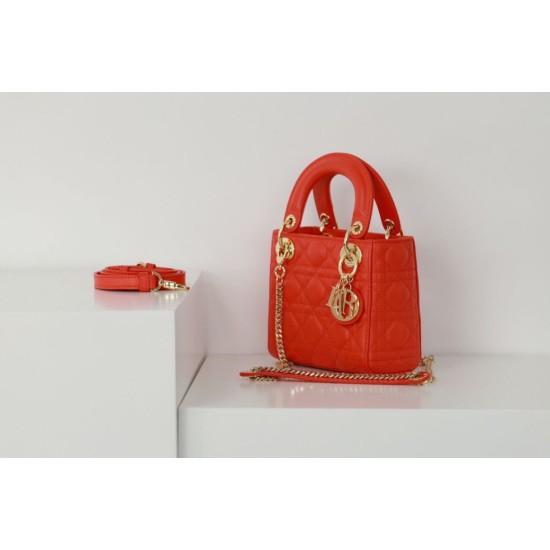 Replica Dior Mini Lady Dior Bag Cannage Red