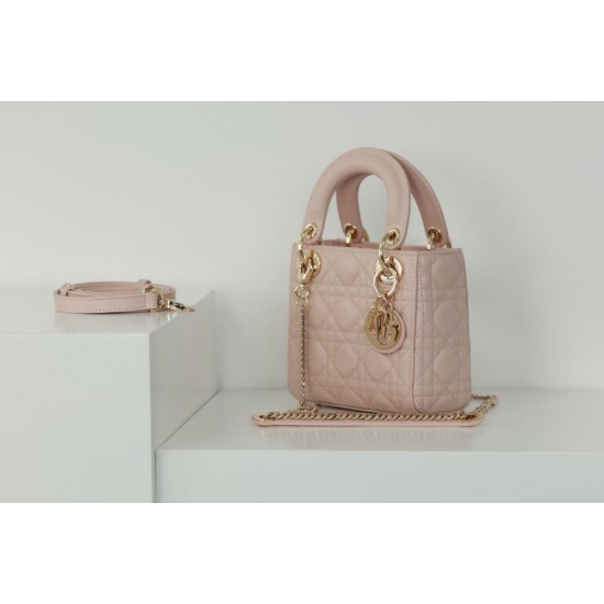 Replica Dior Mini Lady Dior Bag Cannage Beige 