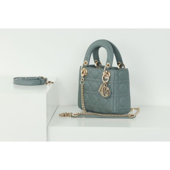 Replica Dior Mini Lady Dior Bag Cannage Blue