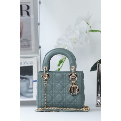 Replica Dior Mini Lady Dior Bag Cannage Blue