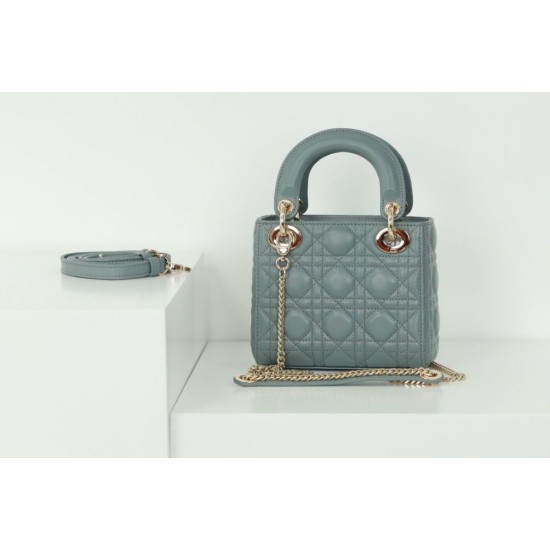 Replica Dior Mini Lady Dior Bag Cannage Blue