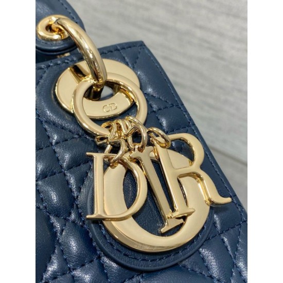 Replica Dior Lady Dior Mini Bag with Chain Cannage Navy Blue Replica Dior Lady Dior Mini Bag with Chain Cannage Navy Blue