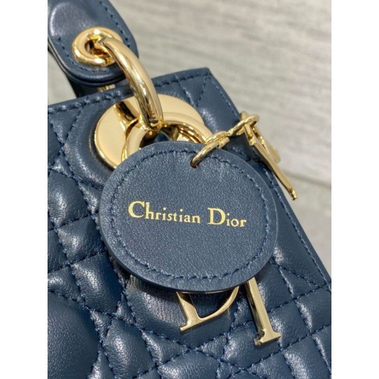 Replica Dior Lady Dior Mini Bag with Chain Cannage Navy Blue Replica Dior Lady Dior Mini Bag with Chain Cannage Navy Blue