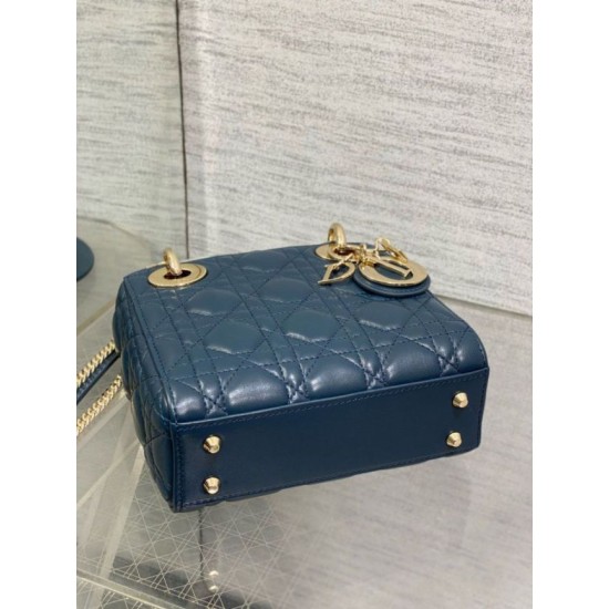 Replica Dior Lady Dior Mini Bag with Chain Cannage Navy Blue Replica Dior Lady Dior Mini Bag with Chain Cannage Navy Blue