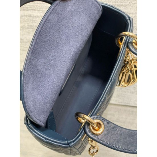 Replica Dior Lady Dior Mini Bag with Chain Cannage Navy Blue Replica Dior Lady Dior Mini Bag with Chain Cannage Navy Blue