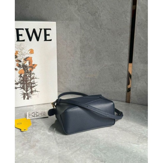 Replica Loewe Puzzle Mini Bag Navy Blue Grained Calfskin