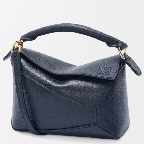 Replica Loewe Puzzle Mini Bag Navy Blue Grained Calfskin